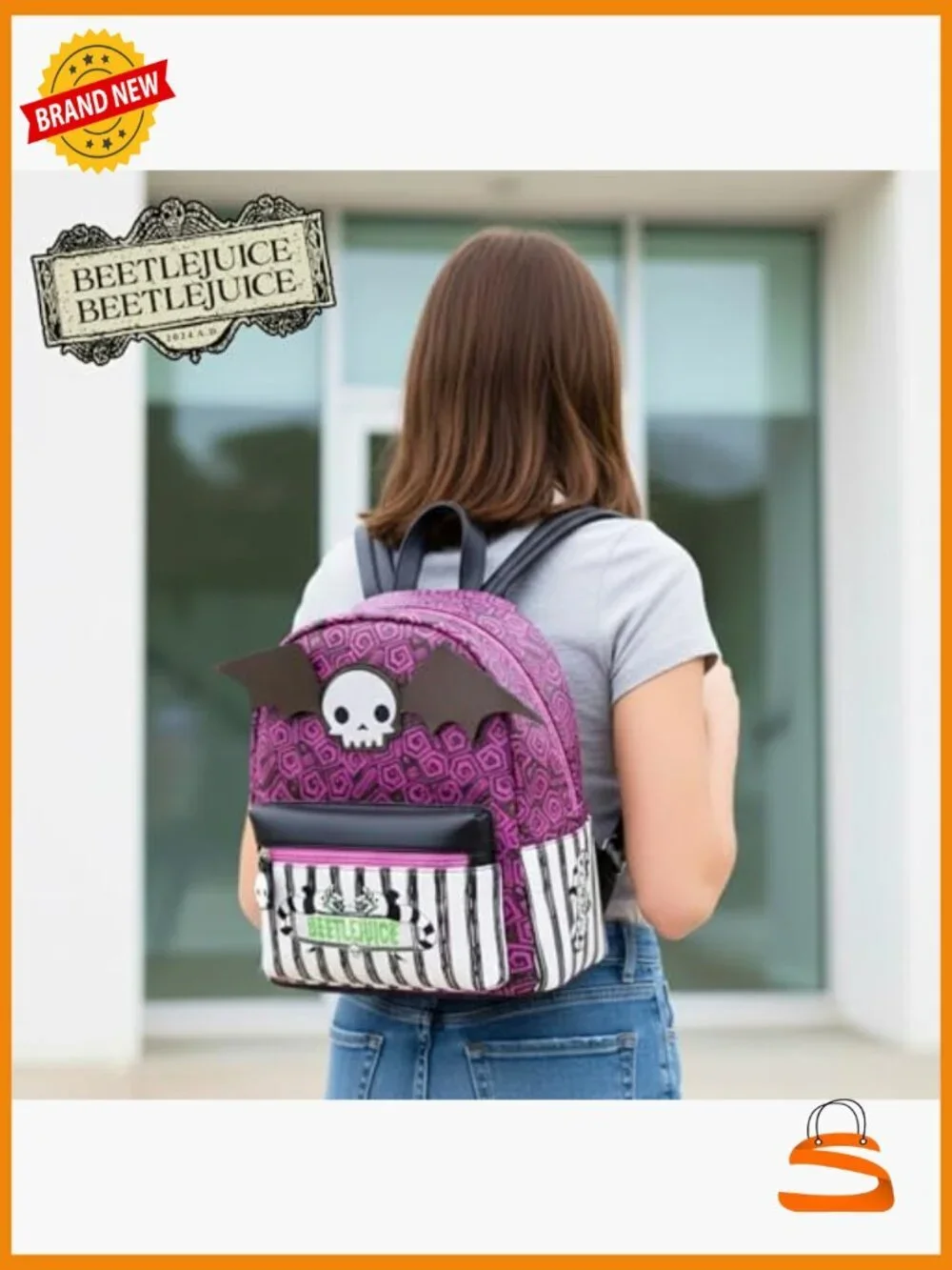 Beetlejuice Mini Backpack Small Travel Bag Purse Adjustable Straps
